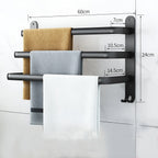 3-Tier Wall-Mounted Towel Rack | Black Aluminum Bathroom Bar-Vibee Living