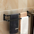 3-Tier Wall-Mounted Towel Rack | Black Aluminum Bathroom Bar-Vibee Living