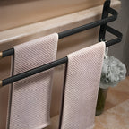 3-Tier Wall-Mounted Towel Rack | Black Aluminum Bathroom Bar-Vibee Living