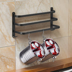 3-Tier Wall-Mounted Towel Rack | Black Aluminum Bathroom Bar-Vibee Living