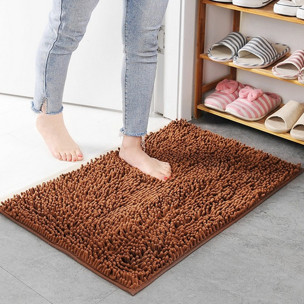 Chenille Bath Mat | Ultra-Absorbent Non-Slip Plush Rug-Vibee Living