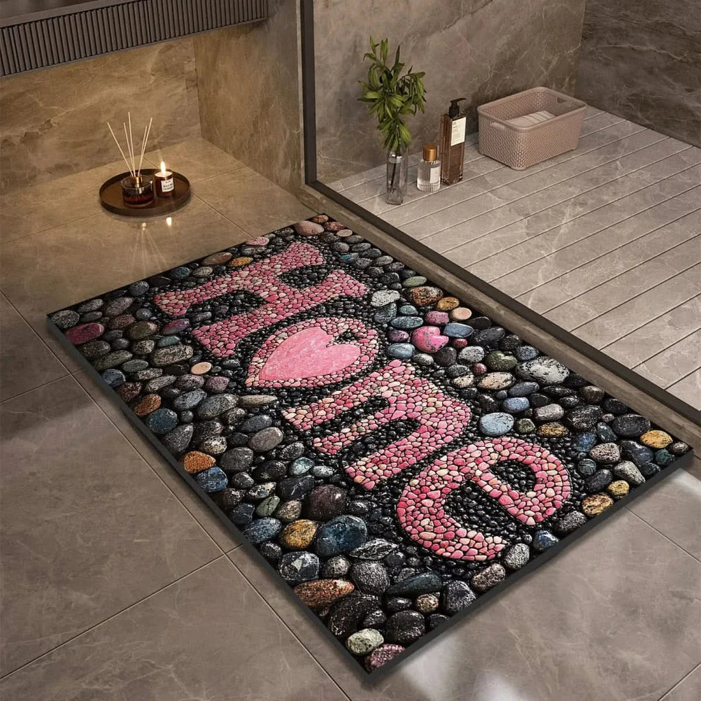Diatomaceous Earth Bath Mat | Non-Slip Quick-Drying Stone-Print Mat-Vibee Living