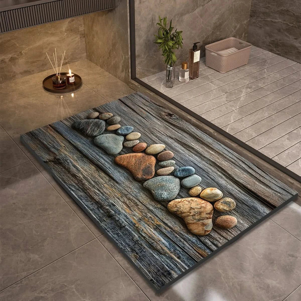Diatomaceous Earth Bath Mat | Non-Slip Quick-Drying Stone-Print Mat-Vibee Living