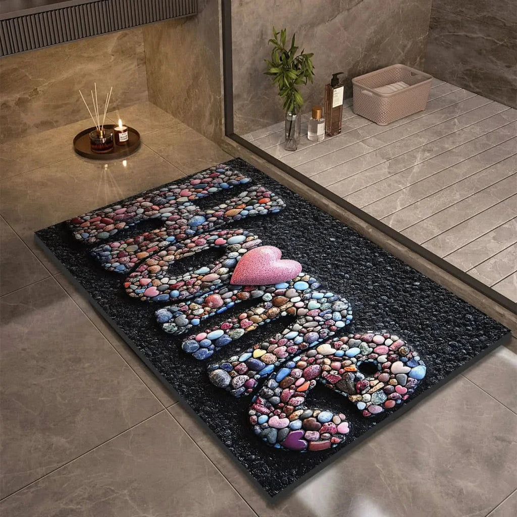 Diatomaceous Earth Bath Mat | Non-Slip Quick-Drying Stone-Print Mat-Vibee Living