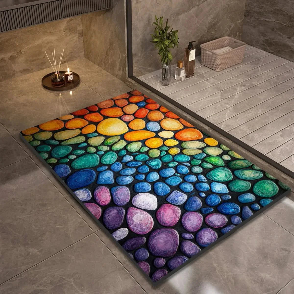 Diatomaceous Earth Bath Mat | Non-Slip Quick-Drying Stone-Print Mat-Vibee Living