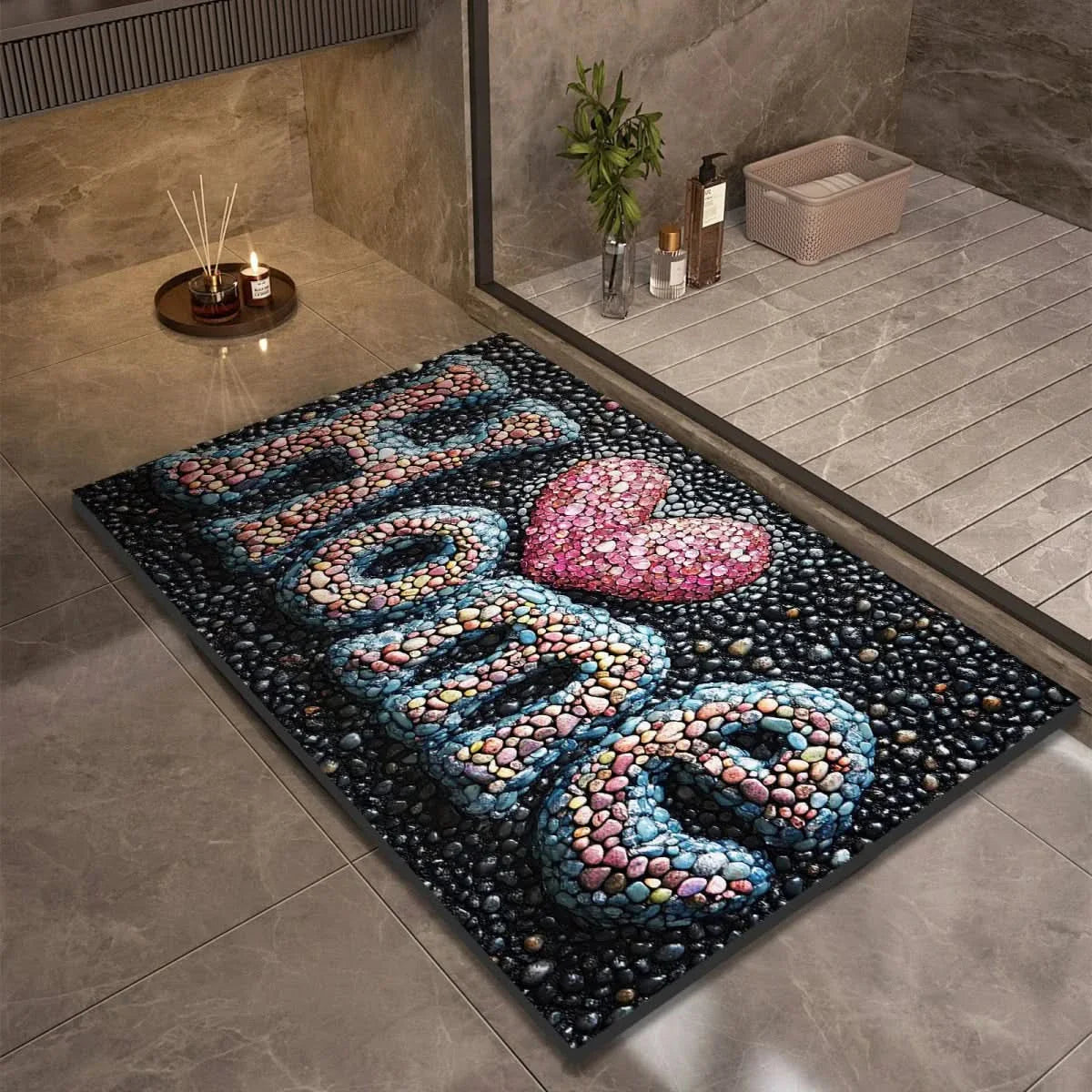 Diatomaceous Earth Bath Mat | Non-Slip Quick-Drying Stone-Print Mat-Vibee Living