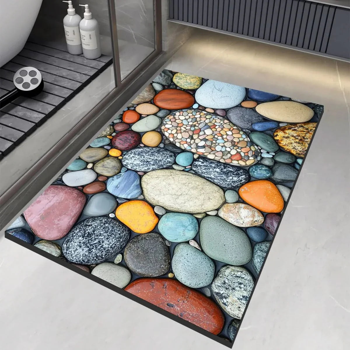 Diatomaceous Earth Bath Mat | Non-Slip Quick-Drying Stone-Print Mat-Vibee Living