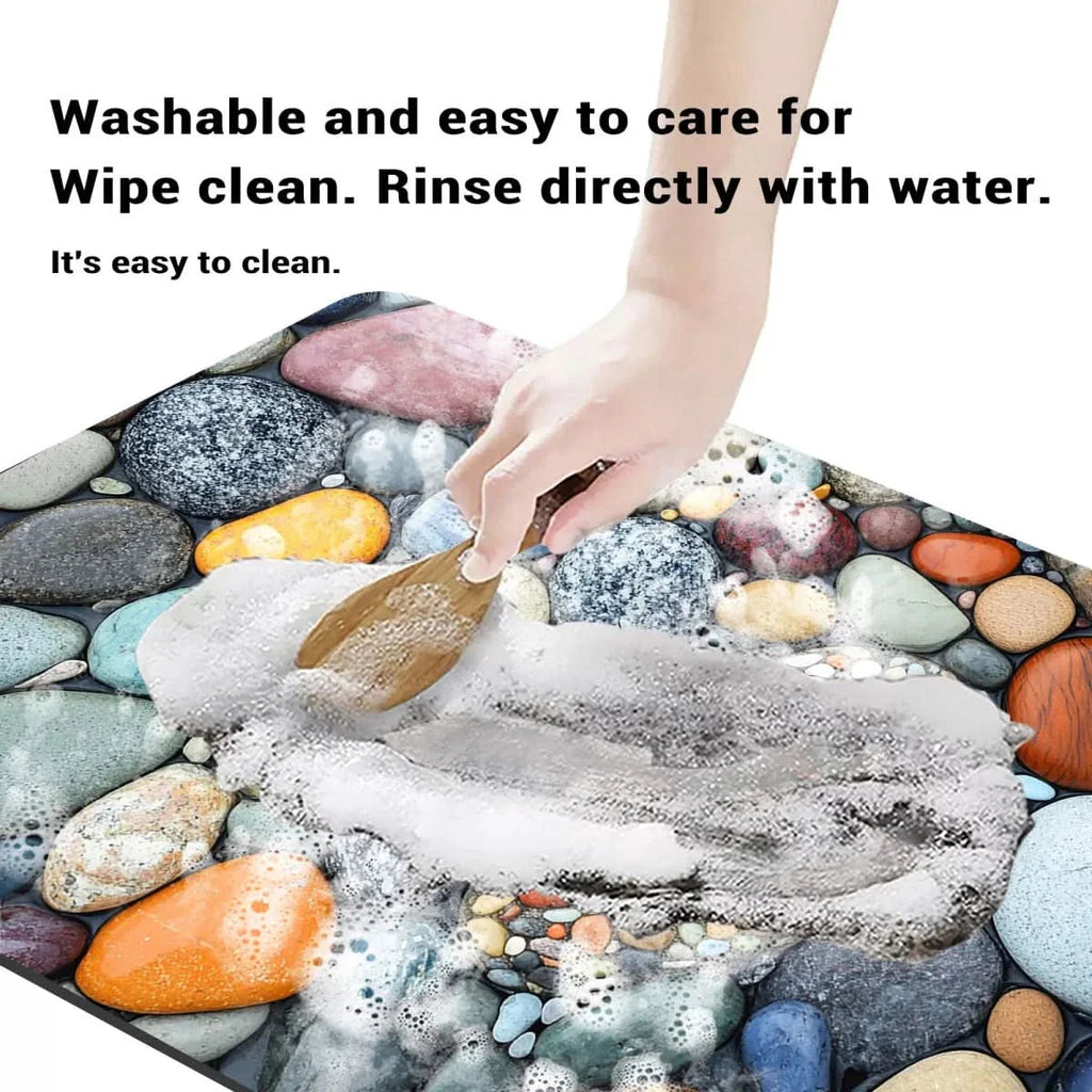 Diatomaceous Earth Bath Mat | Non-Slip Quick-Drying Stone-Print Mat-Vibee Living