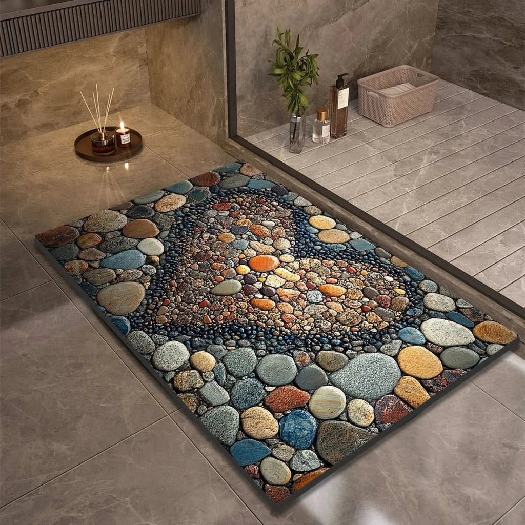 Diatomaceous Earth Bath Mat | Non-Slip Quick-Drying Stone-Print Mat-Vibee Living