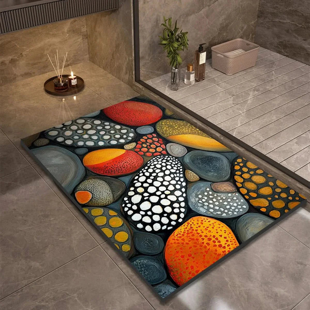Diatomaceous Earth Bath Mat | Non-Slip Quick-Drying Stone-Print Mat-Vibee Living