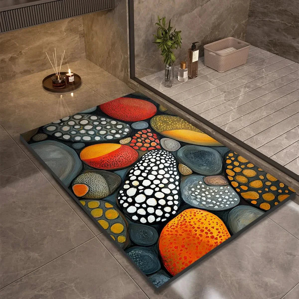 Diatomaceous Earth Bath Mat | Non-Slip Quick-Drying Stone-Print Mat-Vibee Living