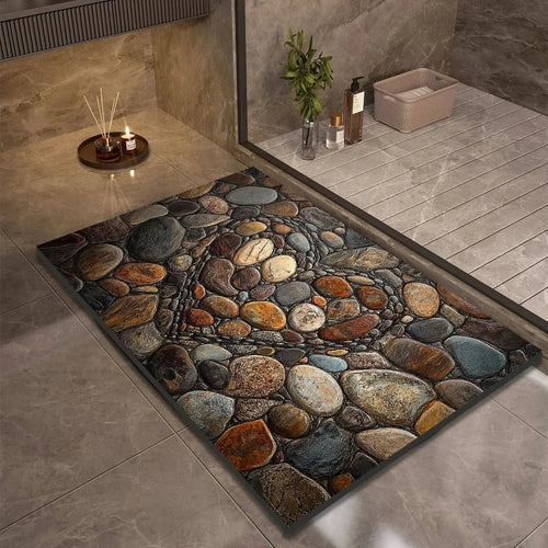 Diatomaceous Earth Bath Mat | Non-Slip Quick-Drying Stone-Print Mat-Vibee Living