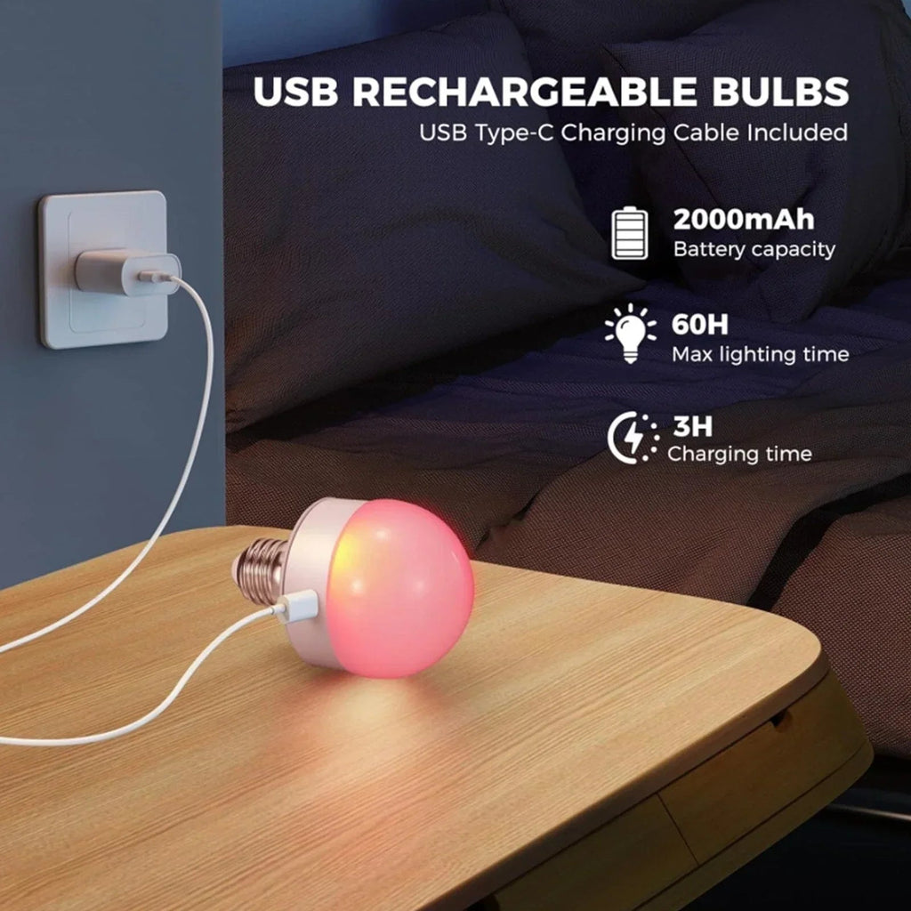 Rechargeable RGB LED Lamp | E27 Colour-Changing Bulb with Remote-Vibee Living