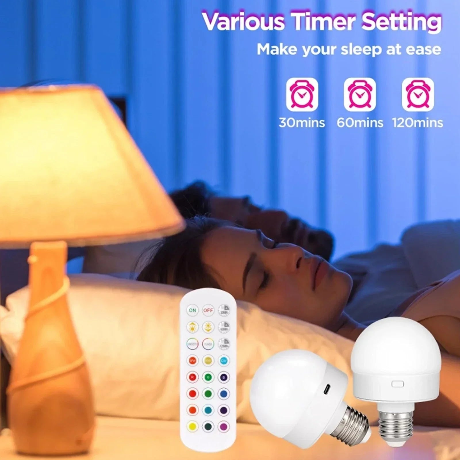 Rechargeable RGB LED Lamp | E27 Colour-Changing Bulb with Remote-Vibee Living