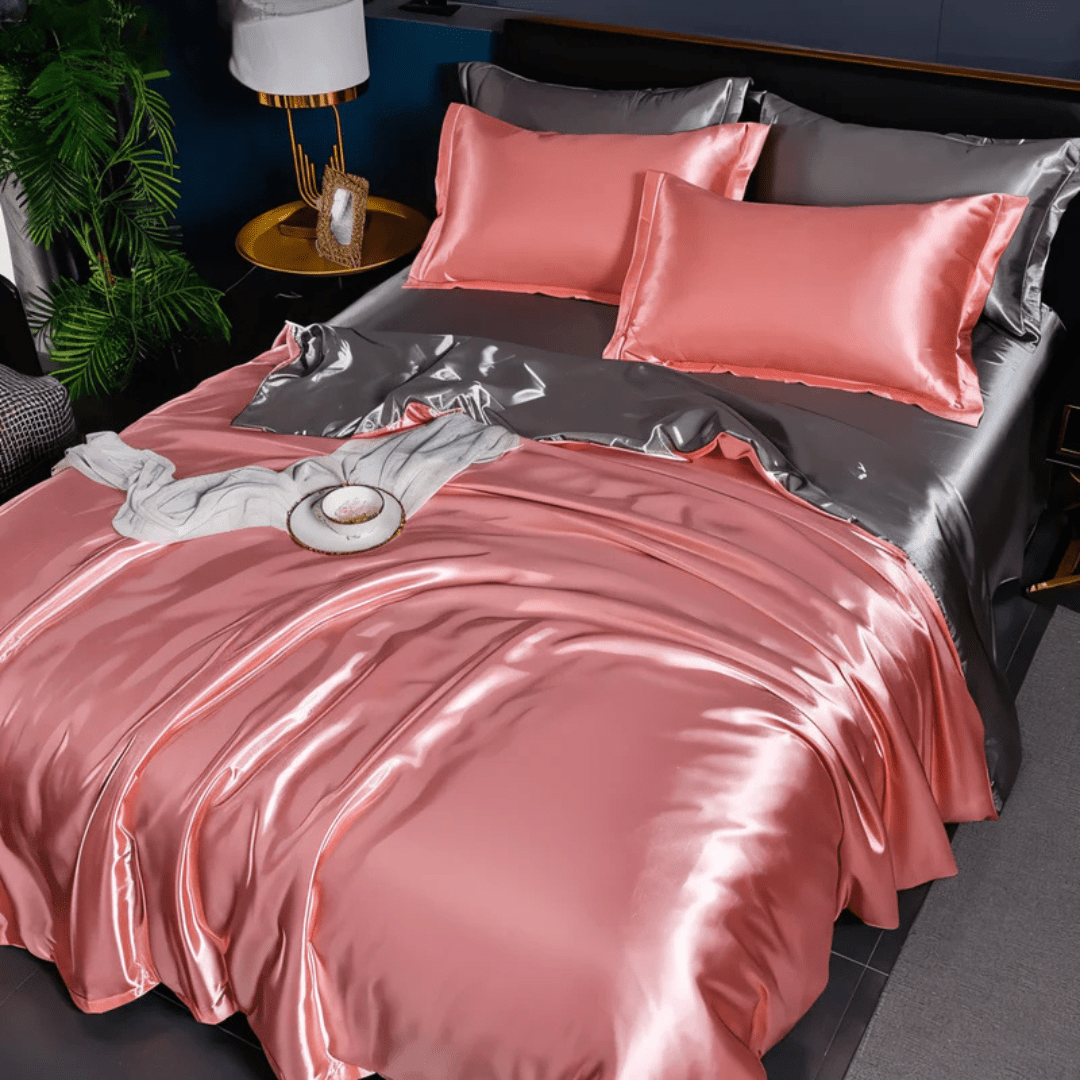 Satin Silk-Feel Duvet Cover Set | Cooling Bedding with Matching Pillowcases-Vibee Living