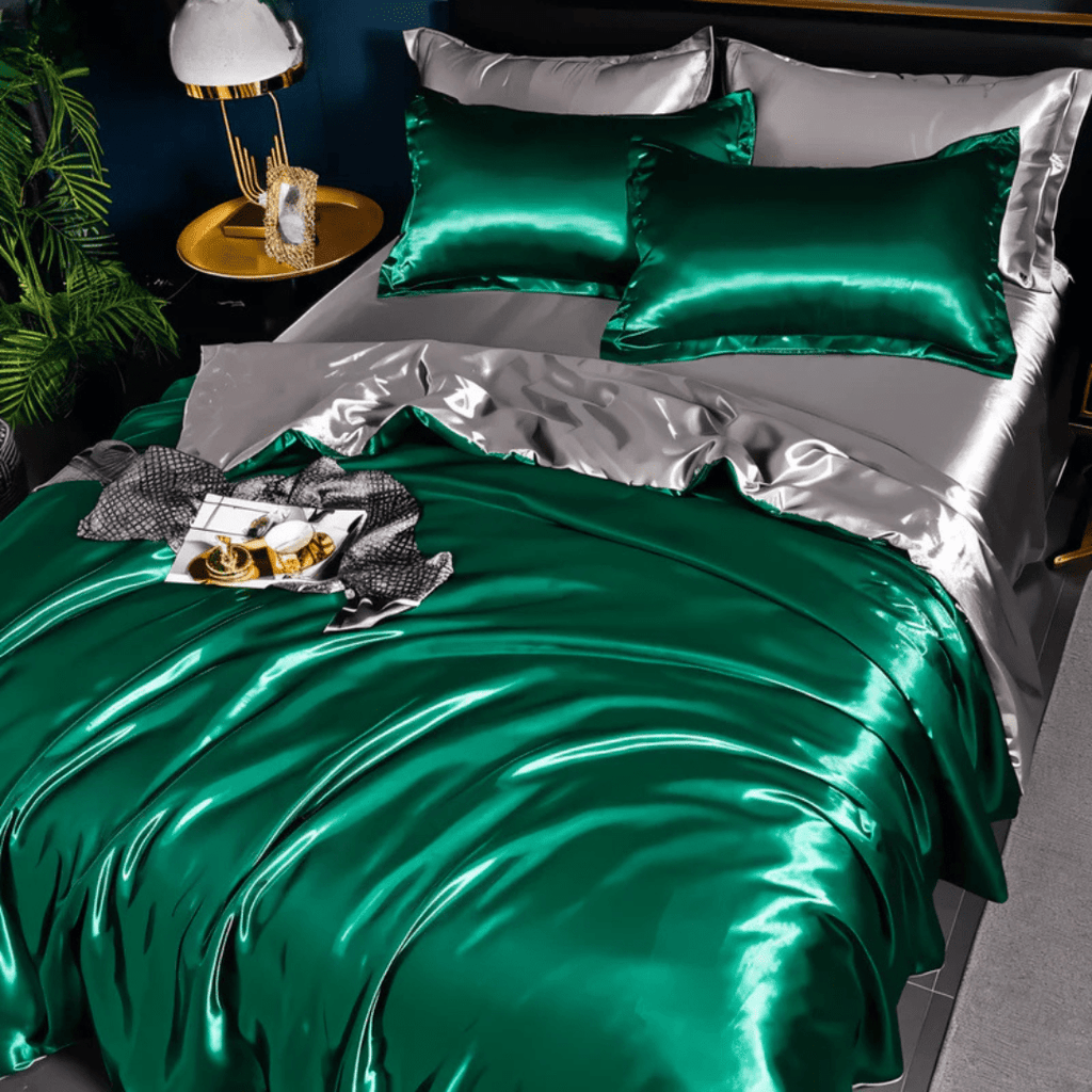 Satin Silk-Feel Duvet Cover Set | Cooling Bedding with Matching Pillowcases-Vibee Living