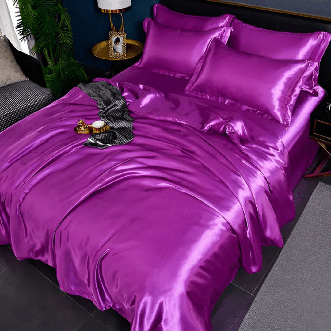 Satin Silk-Feel Duvet Cover Set | Cooling Bedding with Matching Pillowcases-Vibee Living