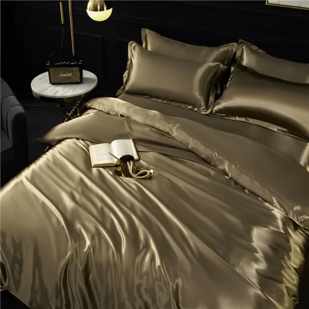 Satin Silk-Feel Duvet Cover Set | Cooling Bedding with Matching Pillowcases-Vibee Living