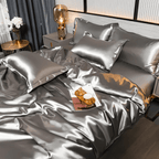 Satin Silk-Feel Duvet Cover Set | Cooling Bedding with Matching Pillowcases-Vibee Living