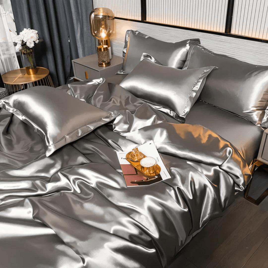 Satin Silk-Feel Duvet Cover Set | Cooling Bedding with Matching Pillowcases-Vibee Living