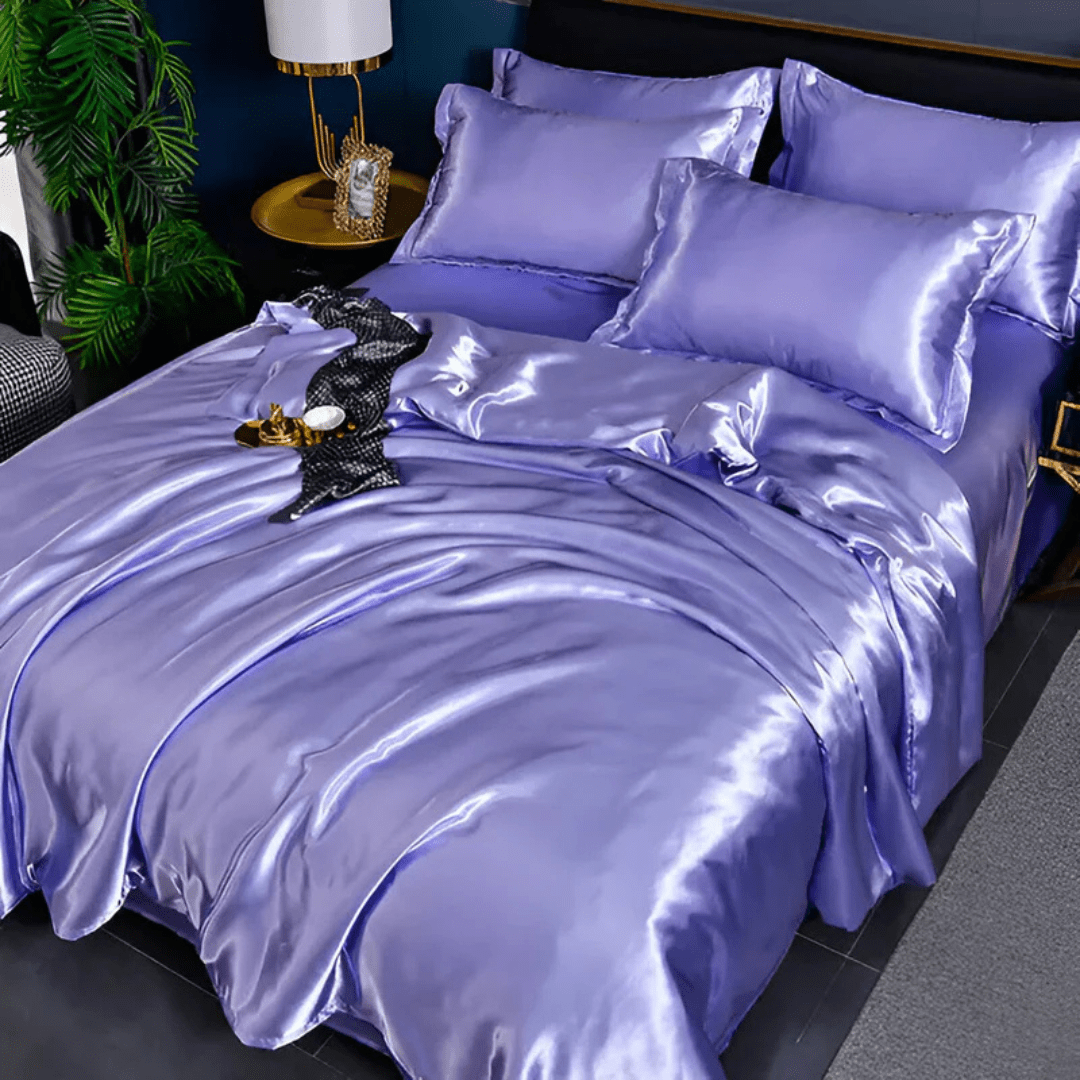 Satin Silk-Feel Duvet Cover Set | Cooling Bedding with Matching Pillowcases-Vibee Living