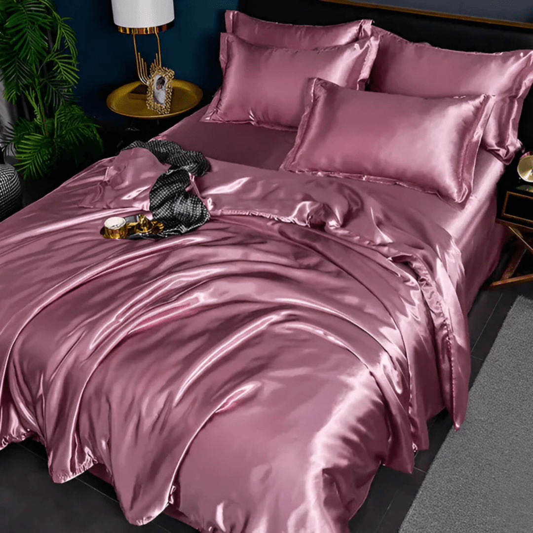 Satin Silk-Feel Duvet Cover Set | Cooling Bedding with Matching Pillowcases-Vibee Living