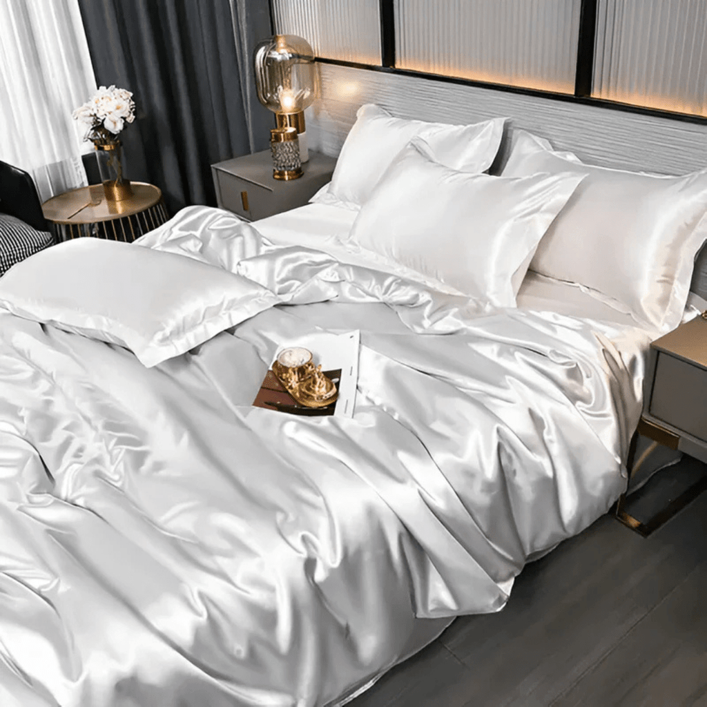 Satin Silk-Feel Duvet Cover Set | Cooling Bedding with Matching Pillowcases-Vibee Living