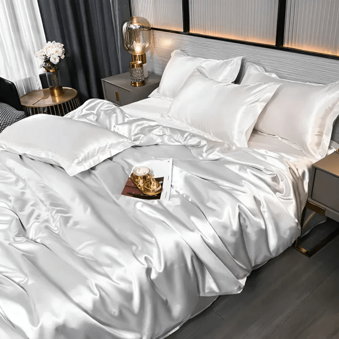 Satin Silk-Feel Duvet Cover Set | Cooling Bedding with Matching Pillowcases-Vibee Living