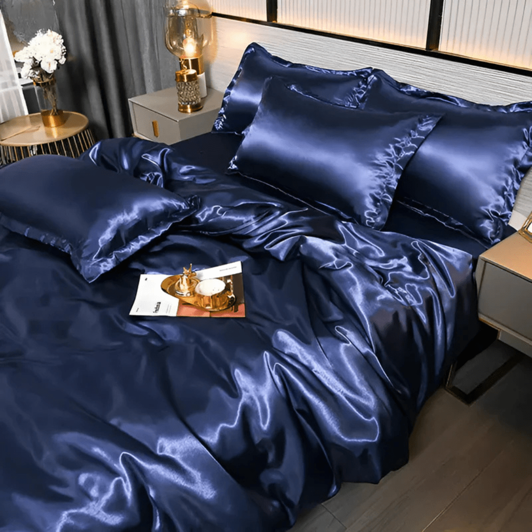 Satin Silk-Feel Duvet Cover Set | Cooling Bedding with Matching Pillowcases-Vibee Living