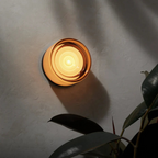 Scandinavian Wall Sconce | Circular Glass & Iron Ambient Light-Vibee Living