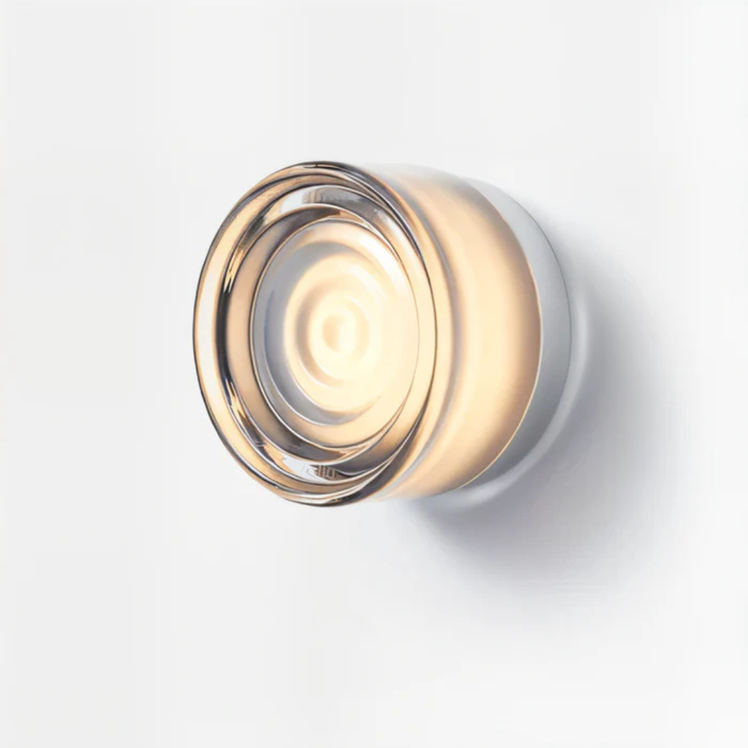 Scandinavian Wall Sconce | Circular Glass & Iron Ambient Light-Vibee Living