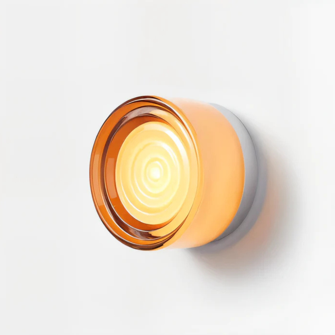 Scandinavian Wall Sconce | Circular Glass & Iron Ambient Light-Vibee Living