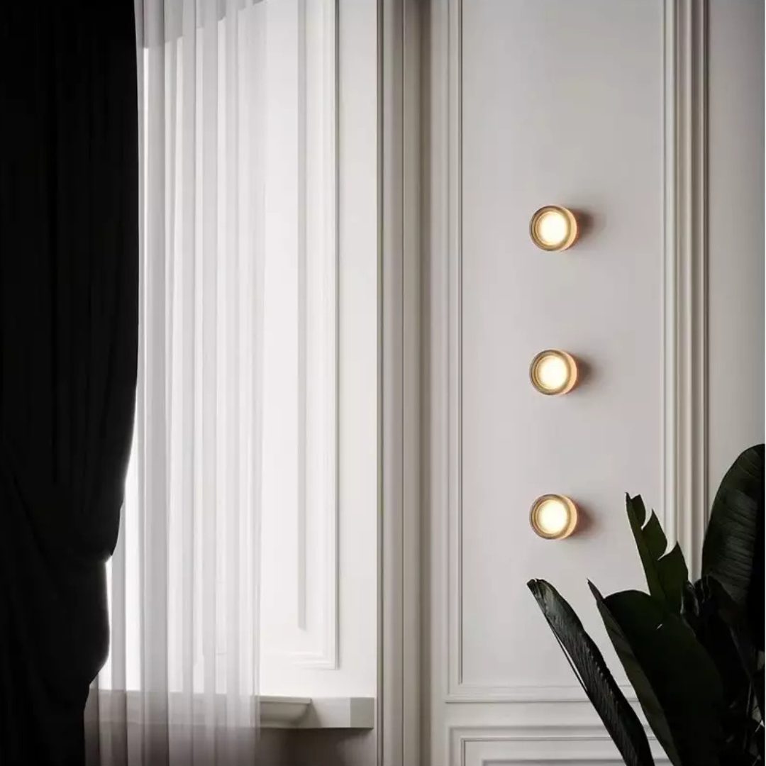 Scandinavian Wall Sconce | Circular Glass & Iron Ambient Light-Vibee Living
