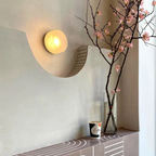 Scandinavian Wall Sconce | Circular Glass & Iron Ambient Light-Vibee Living