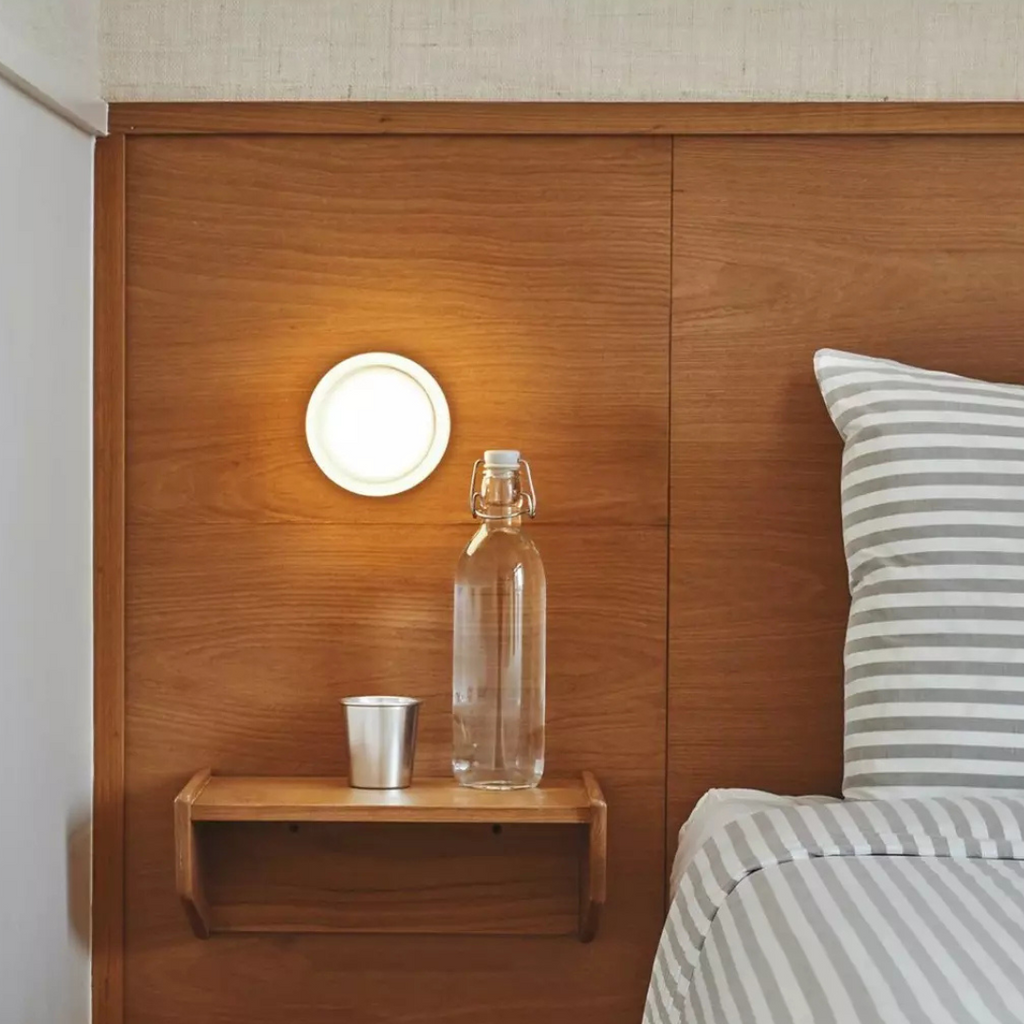 Scandinavian Wall Sconce | Circular Glass & Iron Ambient Light-Vibee Living