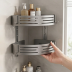 Shower Shelf 2-Piece Set | Corner Storage Organizer with Towel Bar-Vibee Living