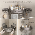 Shower Shelf 2-Piece Set | Corner Storage Organizer with Towel Bar-Vibee Living