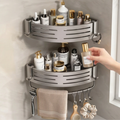 Shower Shelf 2-Piece Set | Corner Storage Organizer with Towel Bar-Vibee Living