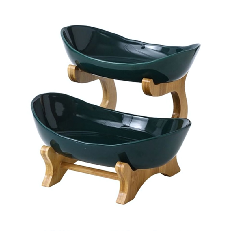 Tiered Fruit Stand | Two Oval Bowls on Curved Open Frame-Vibee Living