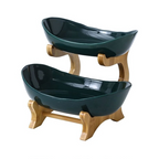Tiered Fruit Stand | Two Oval Bowls on Curved Open Frame-Vibee Living