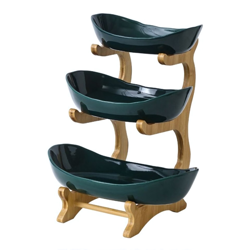 Tiered Fruit Stand | Two Oval Bowls on Curved Open Frame-Vibee Living