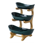 Tiered Fruit Stand | Two Oval Bowls on Curved Open Frame-Vibee Living