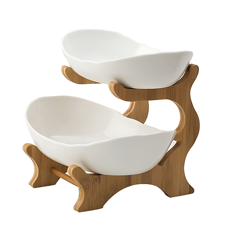 Tiered Fruit Stand | Two Oval Bowls on Curved Open Frame-Vibee Living