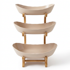 Tiered Fruit Stand | Two Oval Bowls on Curved Open Frame-Vibee Living