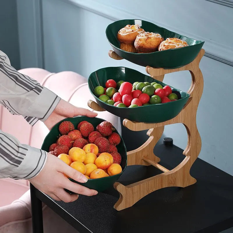 Tiered Fruit Stand | Two Oval Bowls on Curved Open Frame-Vibee Living