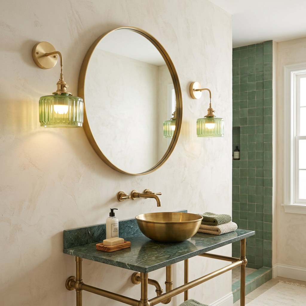 Vintage LED Wall Sconce | Fluted Drum Shade with Curved Arm-Vibee Living