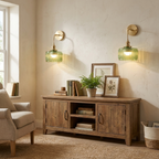 Vintage LED Wall Sconce | Fluted Drum Shade with Curved Arm-Vibee Living